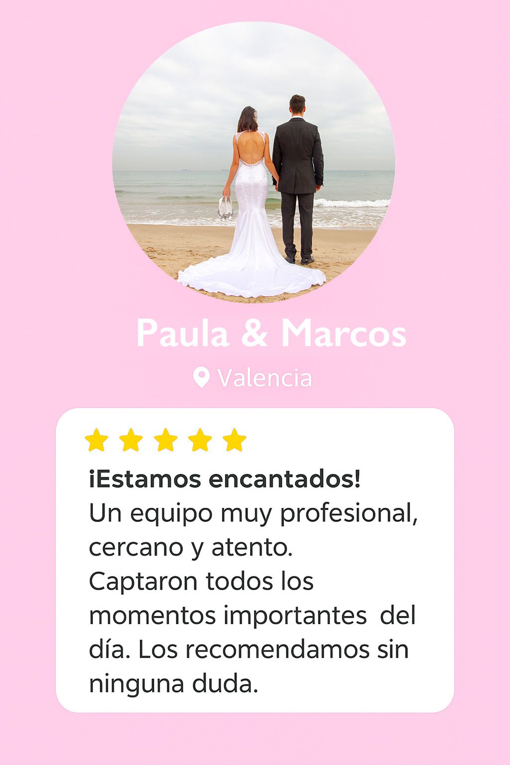 Opinión de Paula y Marcos sobre Recuerdos de Boda Fotógrafo Valencia