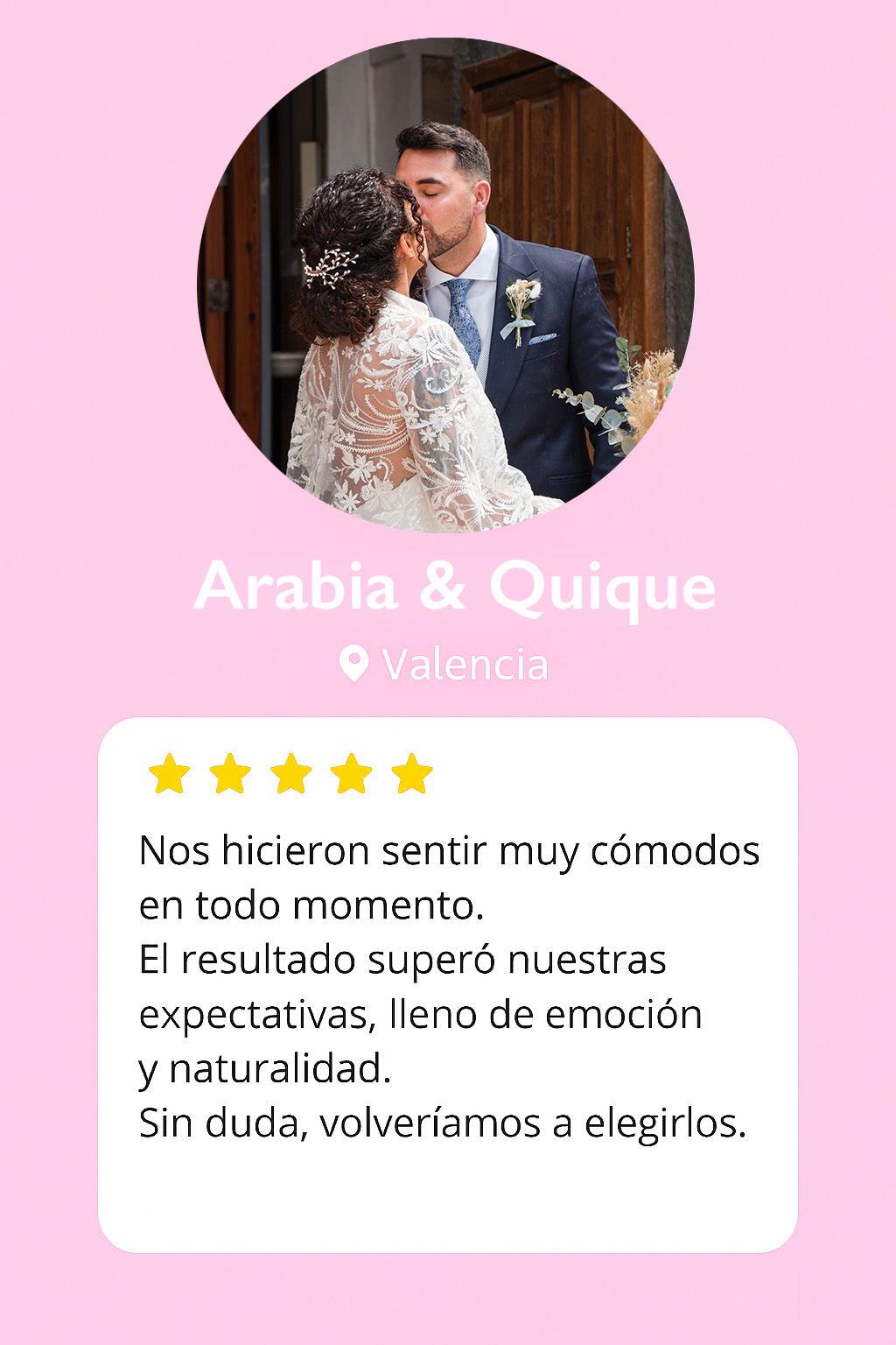 Opinión de Arabia y Quique sobre Recuerdos de Boda Fotógrafo Valencia