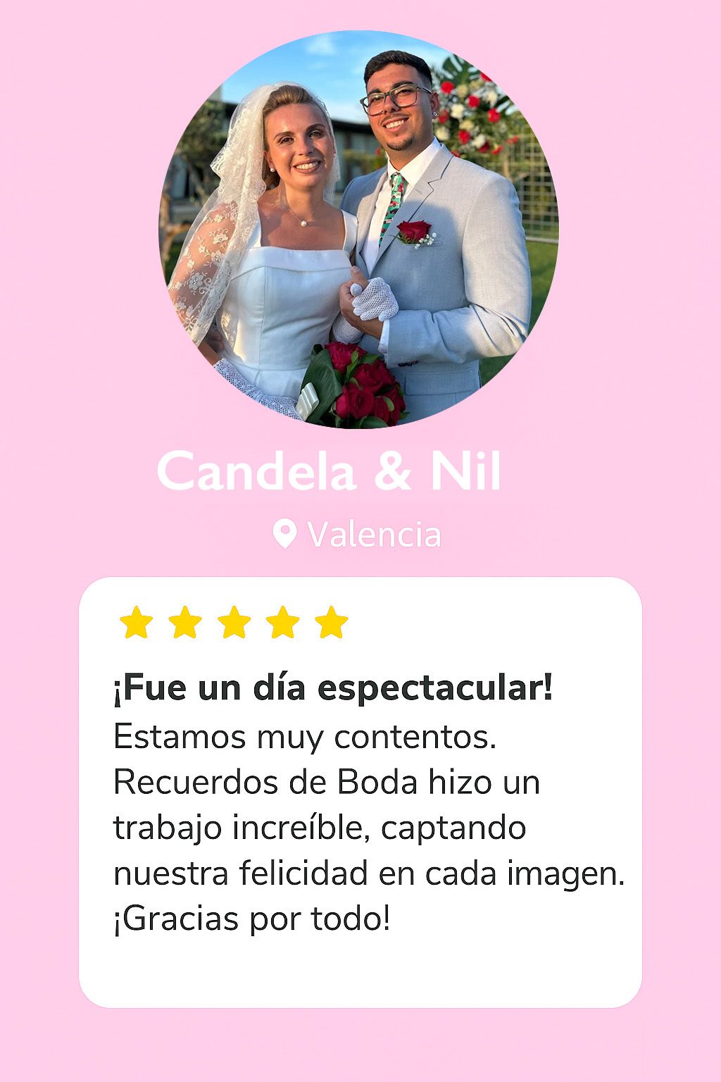 Opinión de Candela y Nil sobre Recuerdos de Boda Fotógrafo Valencia