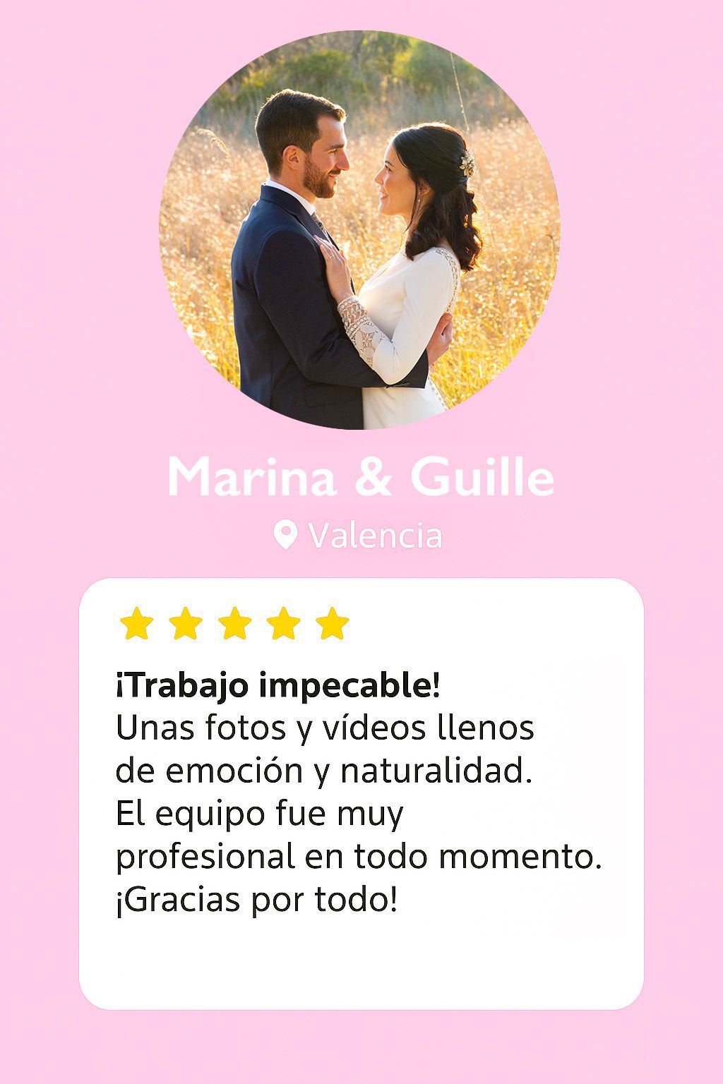 Opinión de Marina y Guille sobre Recuerdos de Boda Fotógrafo Valencia