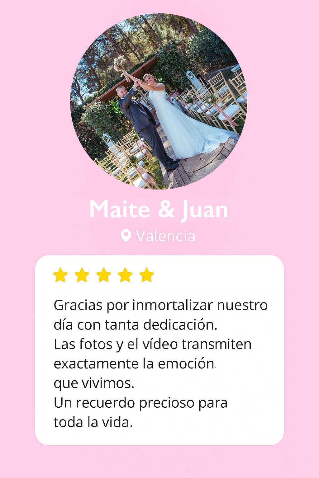 Opinión de Maite y Juan sobre Recuerdos de Boda Fotógrafo Valencia