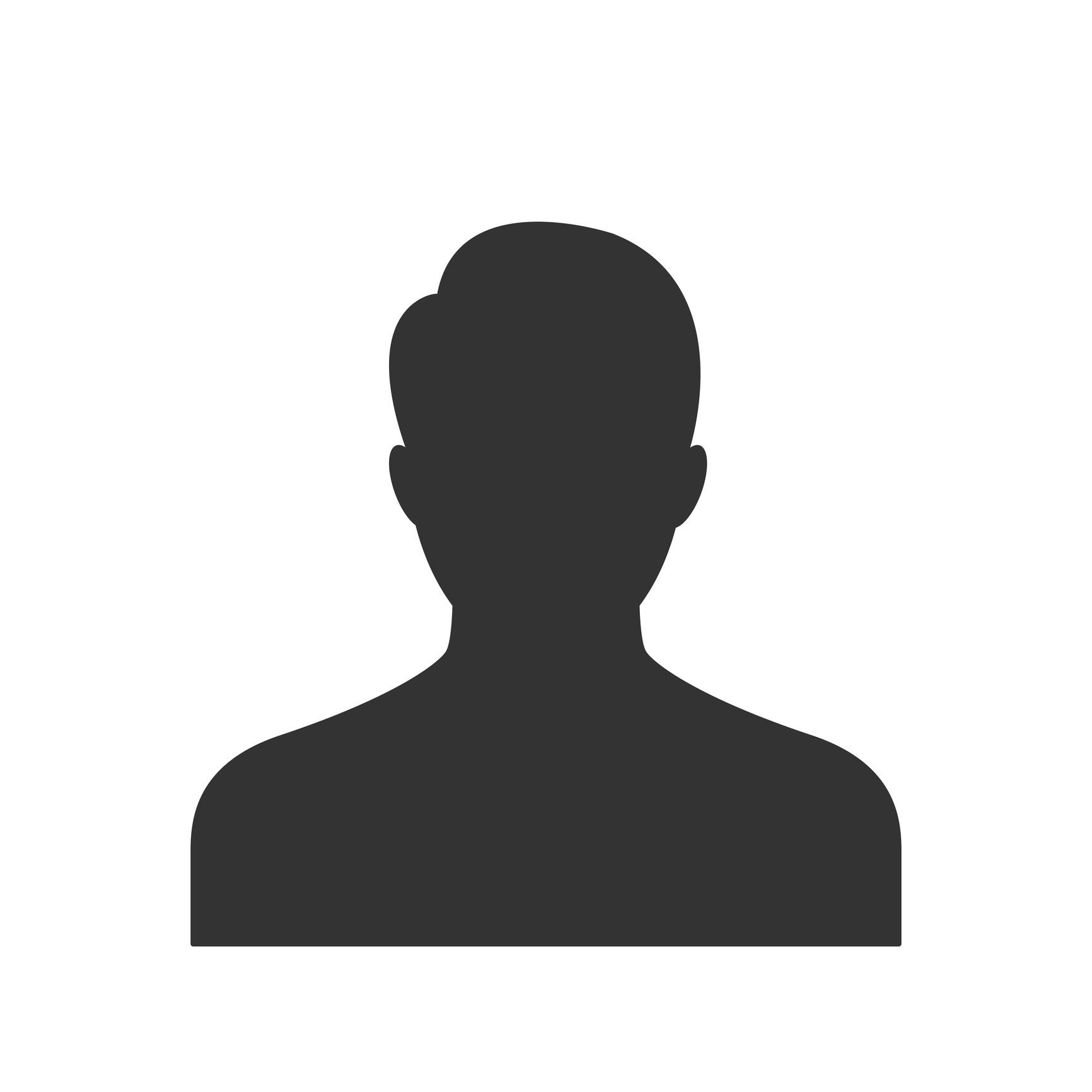 A silhouette of a man without a face on a white background.
