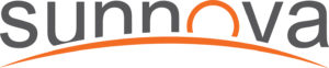 The sunnova logo is orange and black on a white background.