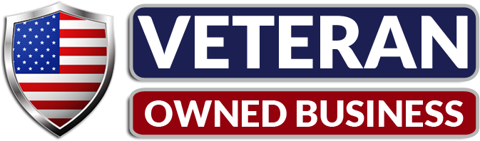 Shield with American flag, blue rectangle with 