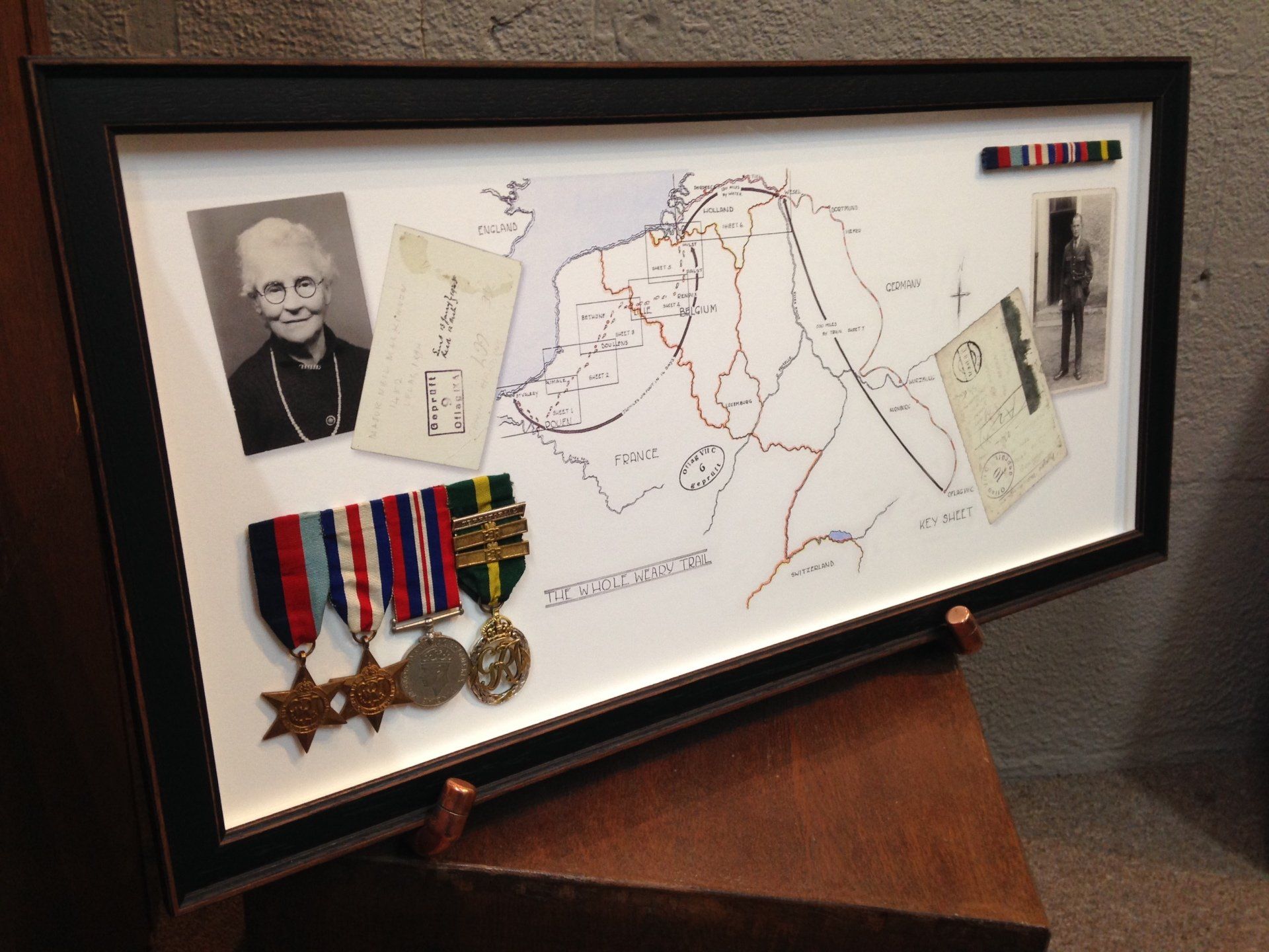 Framed Printed Map with Medals