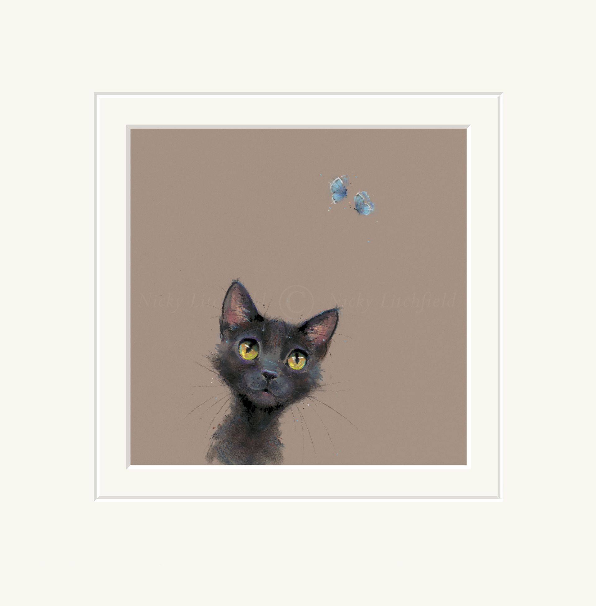 Butterflies cat print which can be bought from K-Frames Sittingbourne
