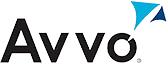 A logo for avvo with a blue triangle on a white background.
