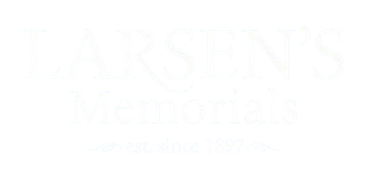 The logo for larsen 's memorials says quality and trust