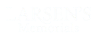 The logo for larsen 's memorials says quality and trust