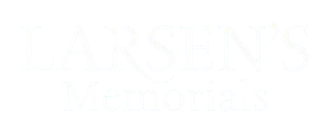 The logo for larsen 's memorials says quality and trust