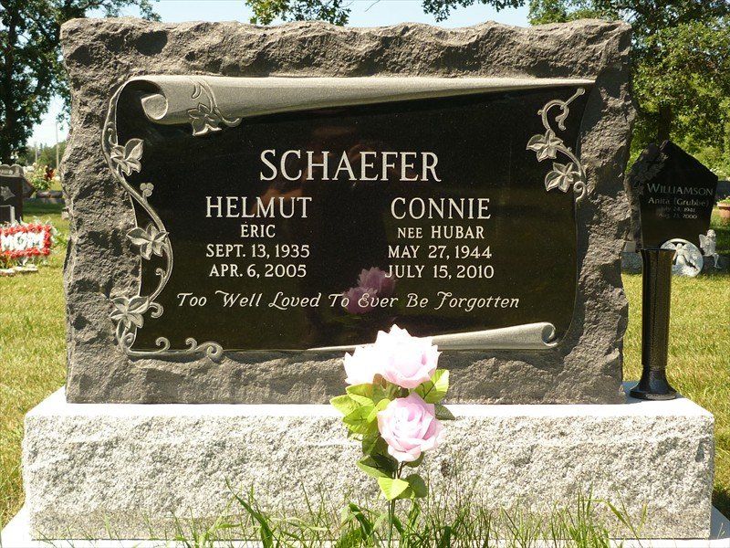 A gravestone for helmut and connie schaefer