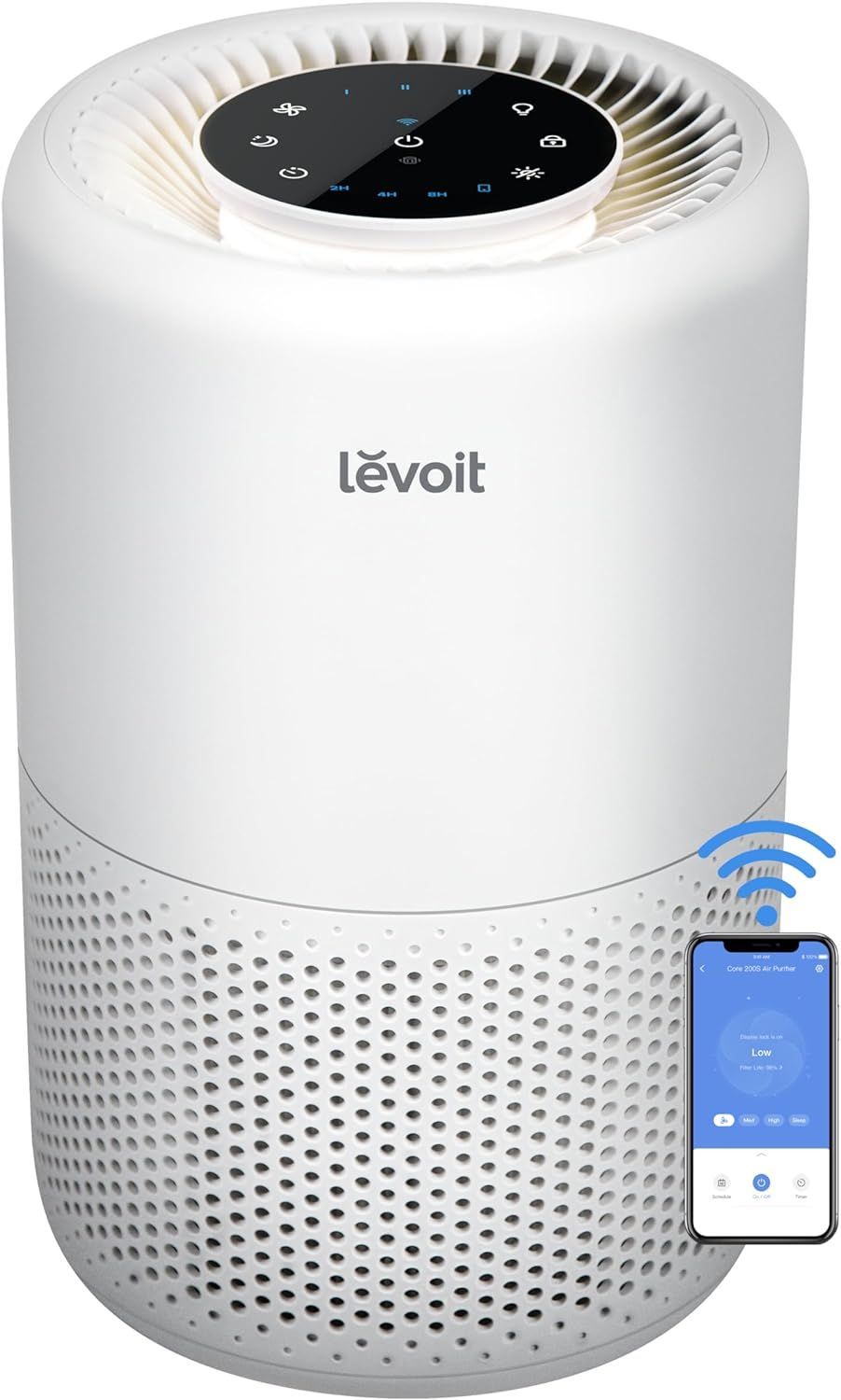 LEVOIT Air Purifiers for Home Large Room, Smart WiFi Alexa Control, H13 True HEPA Filter, Removes 99.97% of Pollutants, Covers up to 915 Sq.Foot, 24dB Quiet Cleaner for Bedroom, Core 200S, White