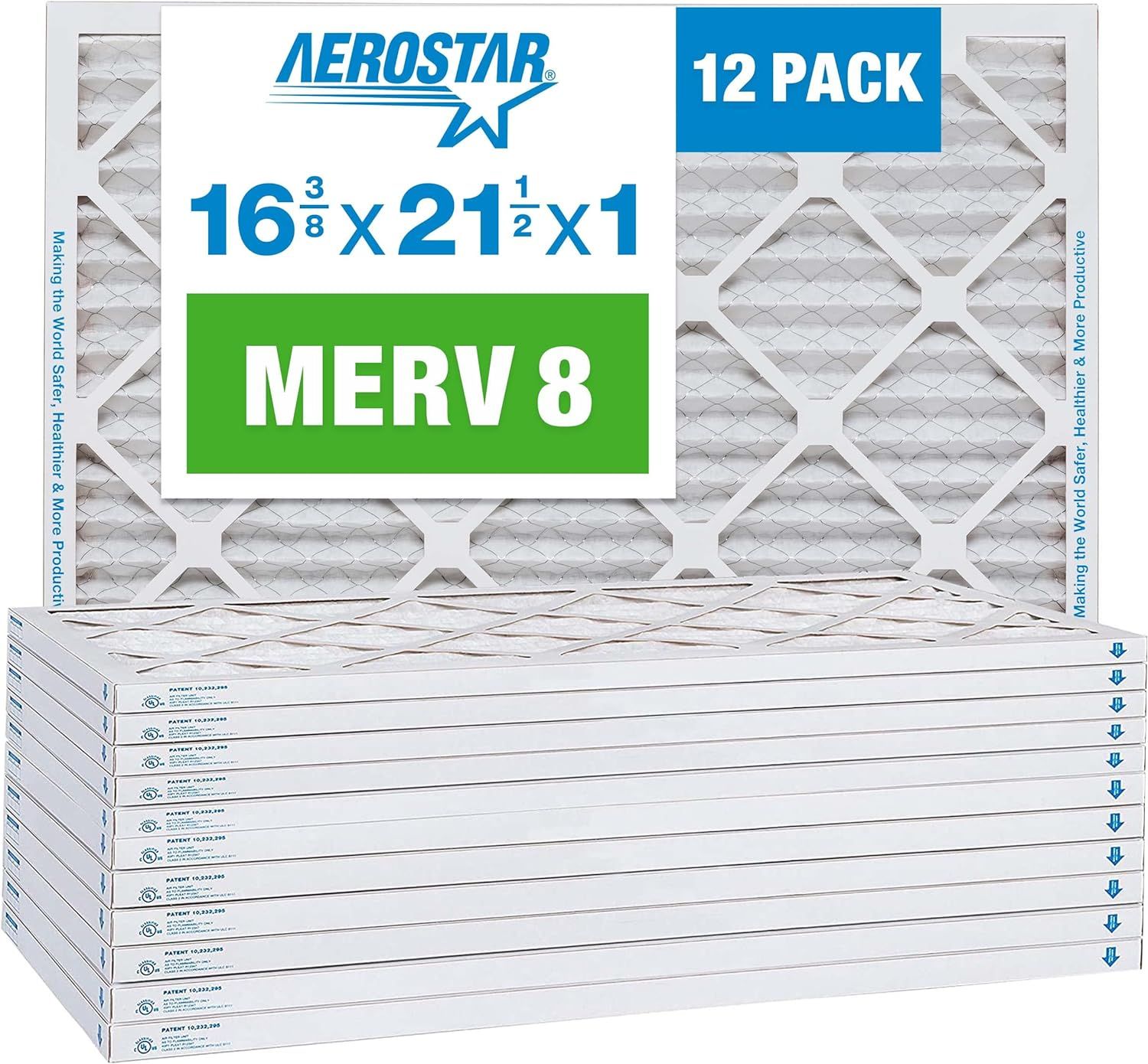16 3/8x21 1/2x1 Carrier Replacement Filter by Aerostar - MERV 8, Box of 12