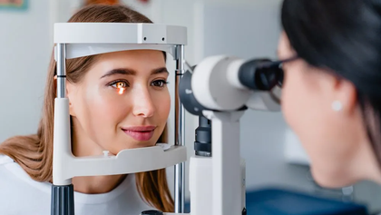 Patient During an Eye Examination — Big Rapids, MI — Crew & Boss Eye Associates