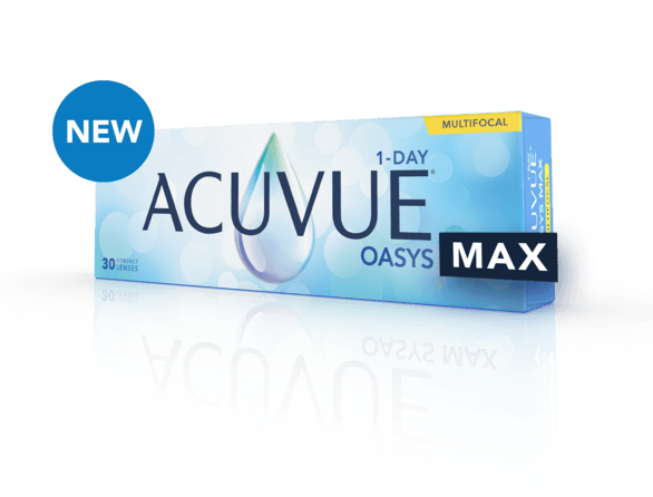 Designed to deliver crisp clear vision at all distances and in all lighting conditions, plus all-day comfort.  If you have difficulty focusing up close or struggle to read in dim light and have noticed your contact lenses are not as comfortable as they used to be, ACUVUE® OASYS MAX 1‑Day MULTIFOCAL may be the contact lens for you.