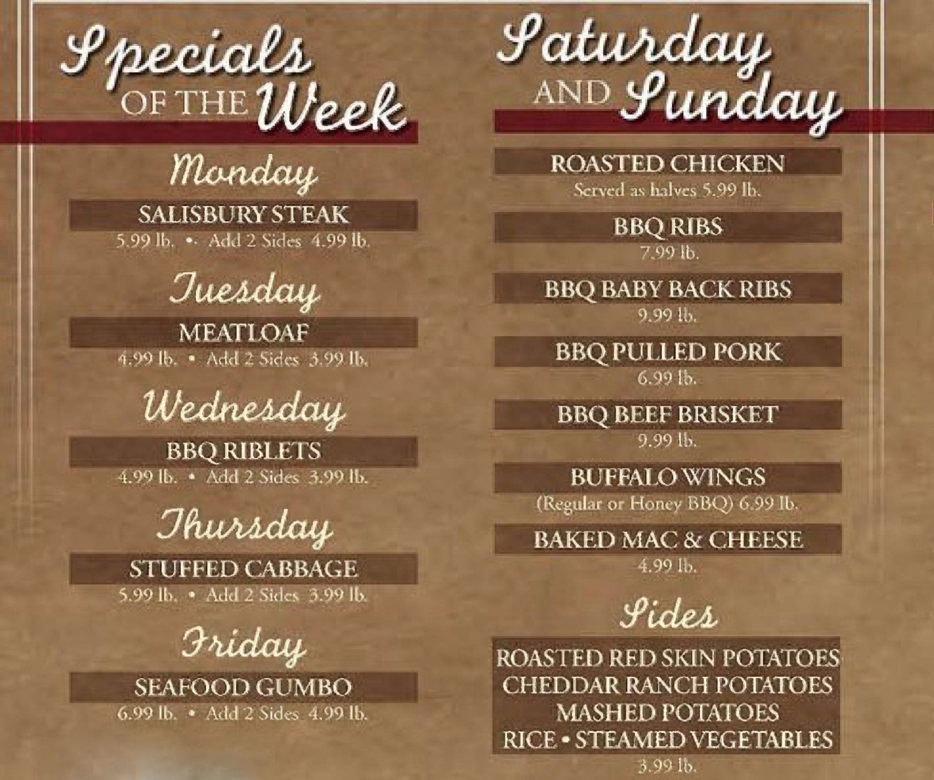 Deli Restaurant — Specials of the Week Menu in Brownstown, MI