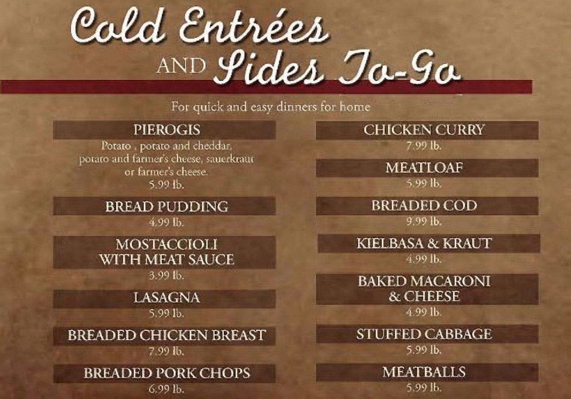 Sandwich Shop — Cold Entrees Menu in Brownstown, MI