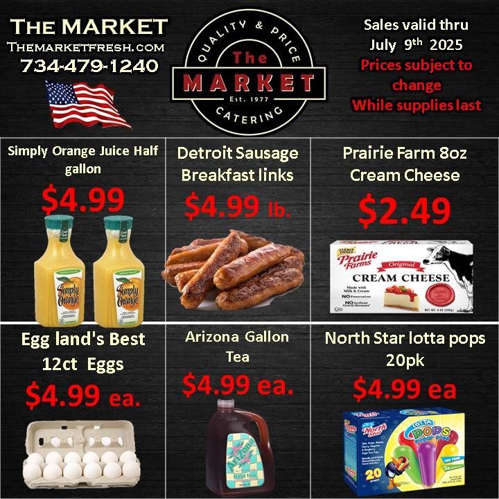 A flyer for the market shows various items for sale