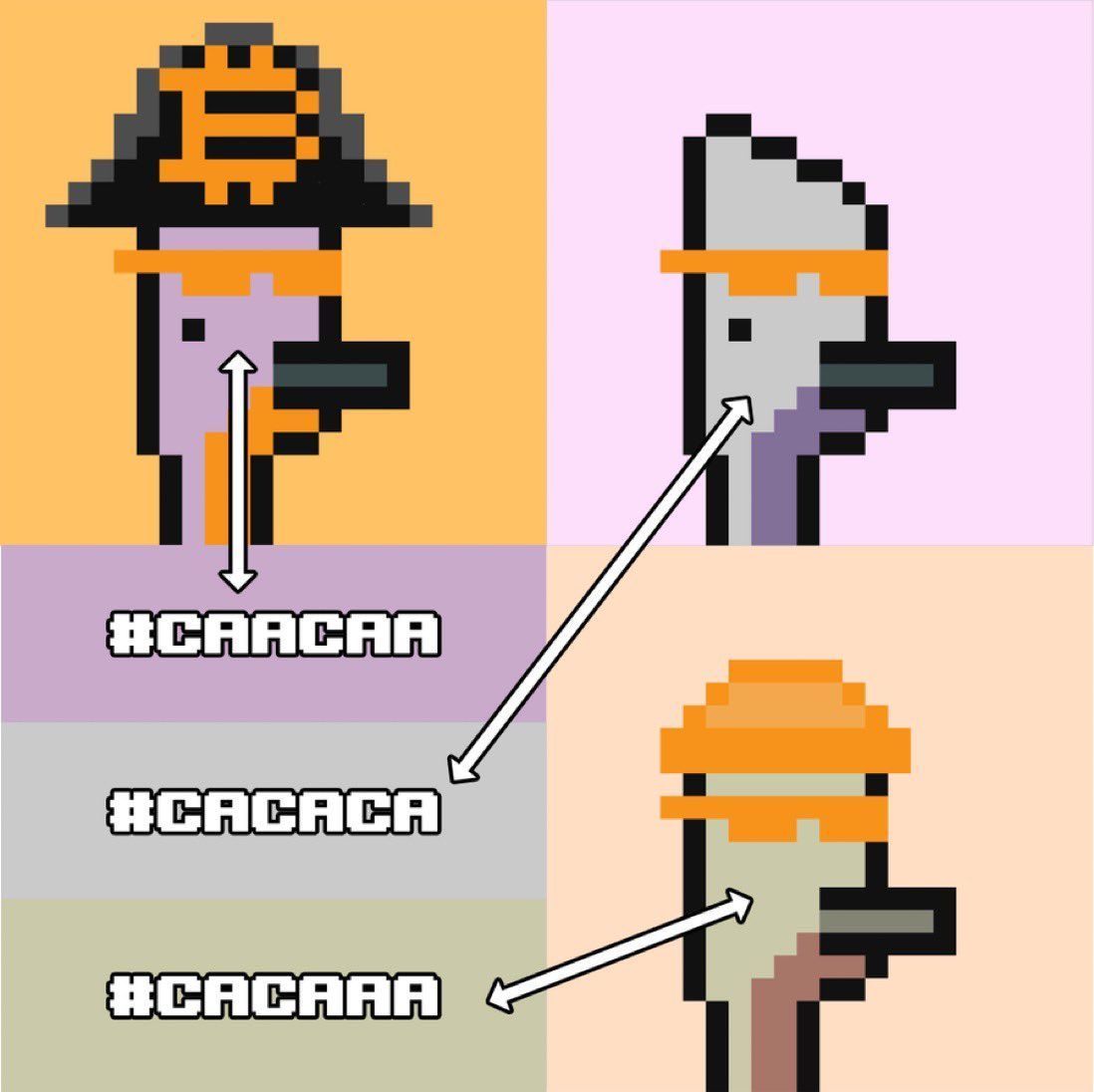 A pixel art of a man with the words #cacacaa on the bottom