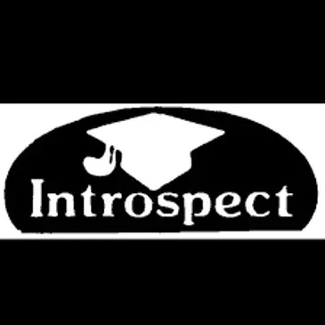 Black and white logo: oval with 