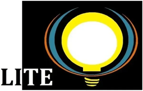 Logo with lightbulb inside a circle, 