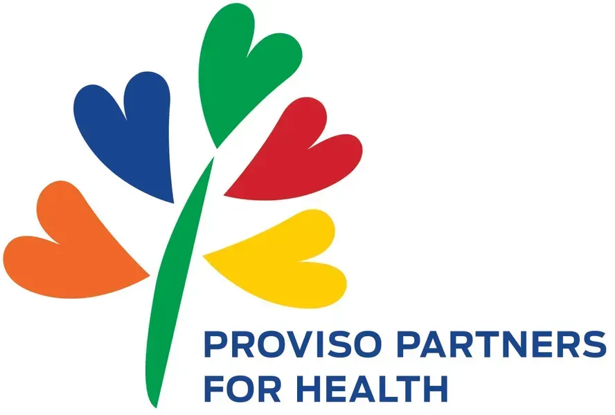 Logo of Proviso Partners for Health: colorful stylized tree with text underneath.