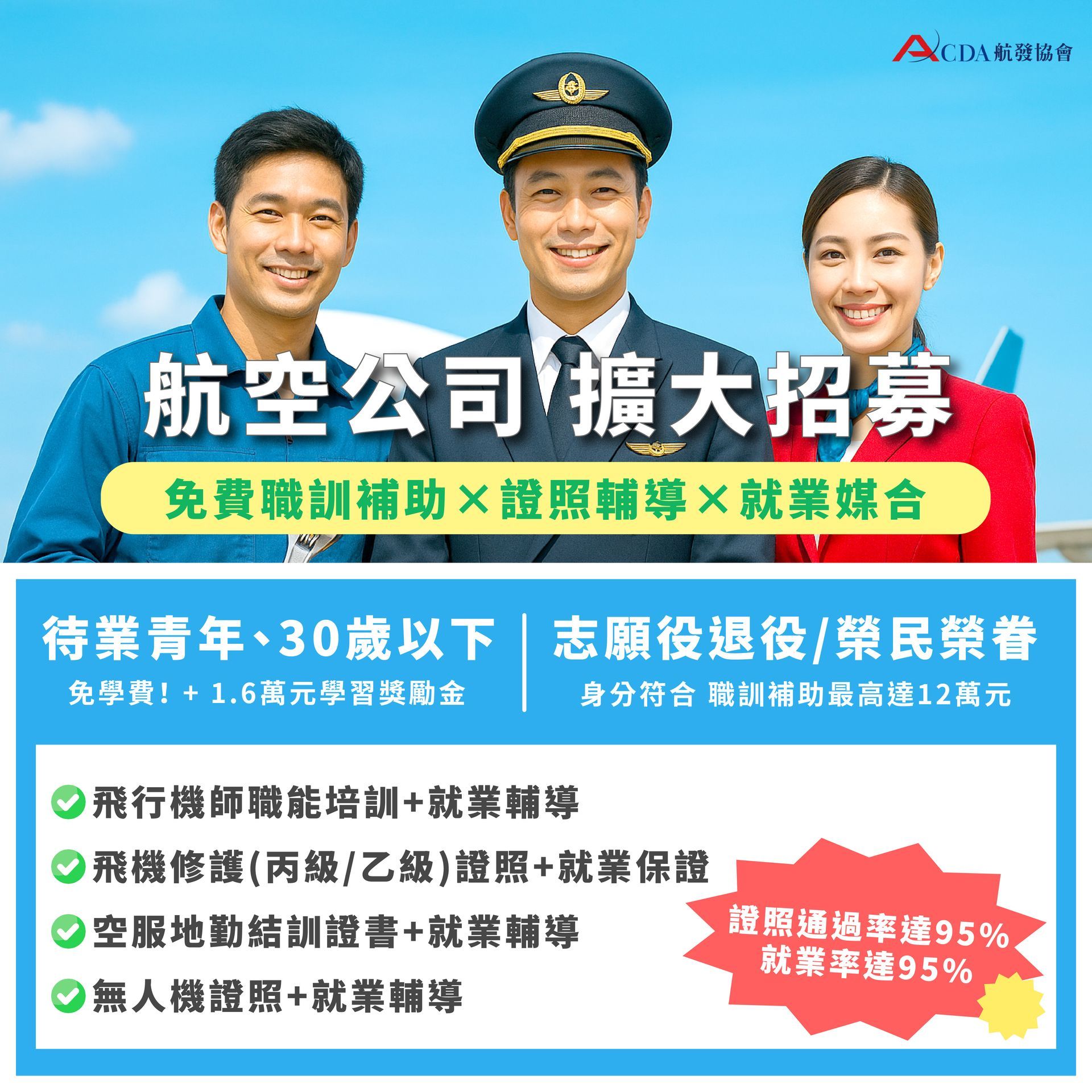 飛機修護、飛機維修、丙級飛機修護證照、乙級飛機修護證照、航空補習班、職訓課程、免費課程
