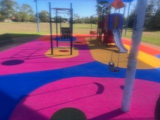 Playground with colorful, cushioned ground — Dubbo Premier Landscapes in Dubbo, NSW