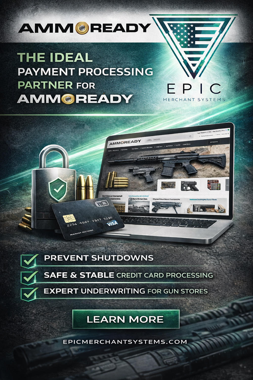 AmmoReady payment processing integration using Authorize.net powered by EPIC Merchant Systems