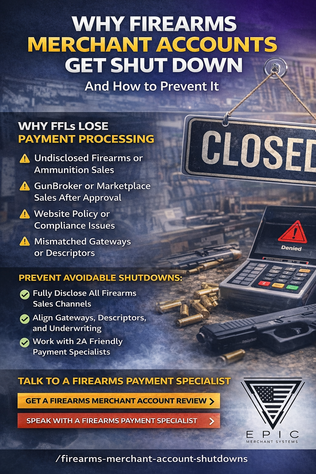 Why firearms merchant accounts get shut down and how FFLs can prevent payment processing issues