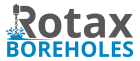 The logo for rotax boreholes shows a drill bit and a splash of water.