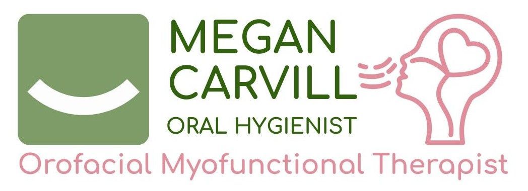 The logo for megan carvill oral hygienist has a smile on it.