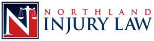 A logo for northland injury law with a scale of justice