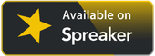 A button that says `` available on spreaker '' with a yellow star.
