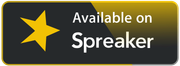 A button that says `` available on spreaker '' with a yellow star.