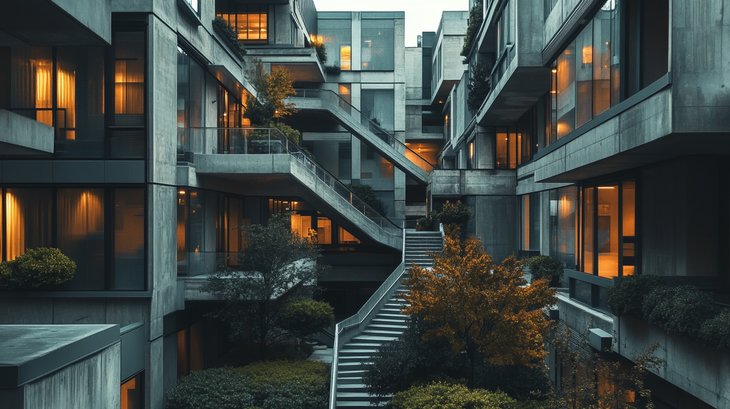 Innovative apartment designs with single staircases, shared courtyards, and flexible layouts.