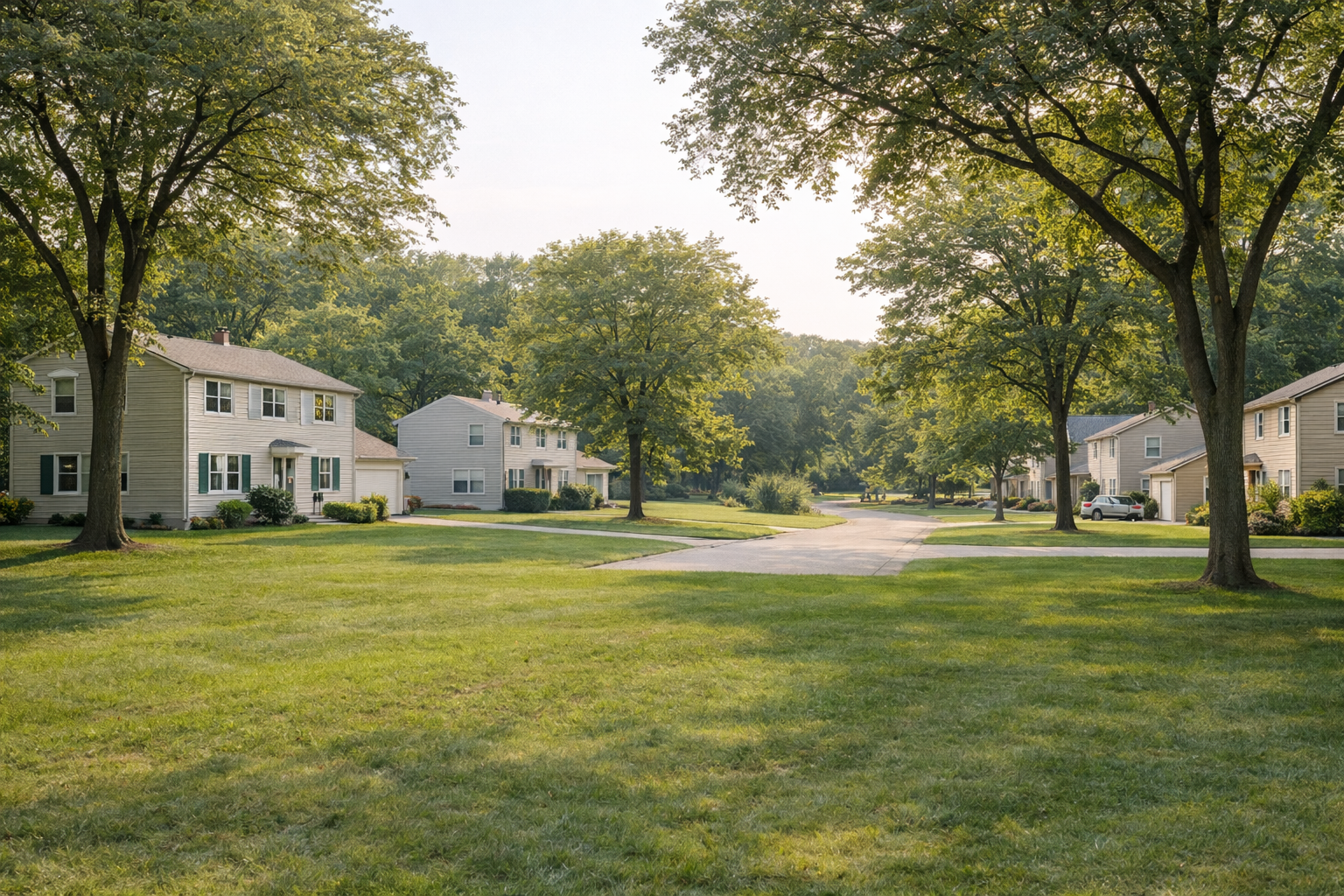 Homes near large green space and trees in Brown Deer