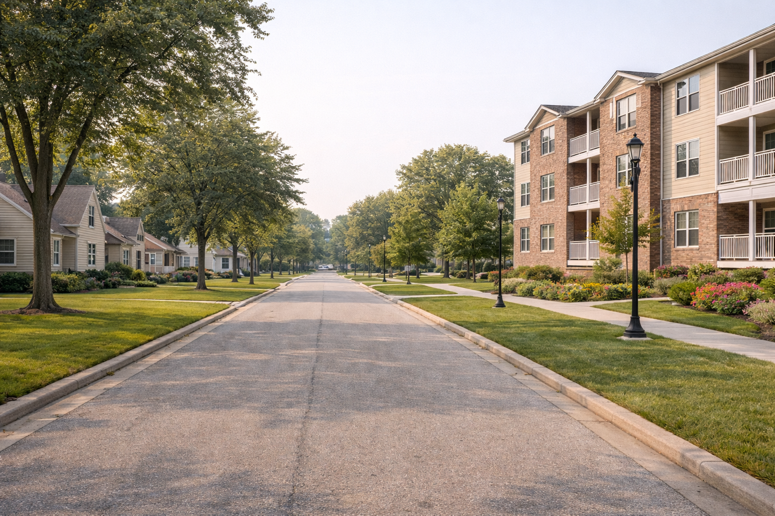 Milwaukee street showing rental homes and apartment buildings
