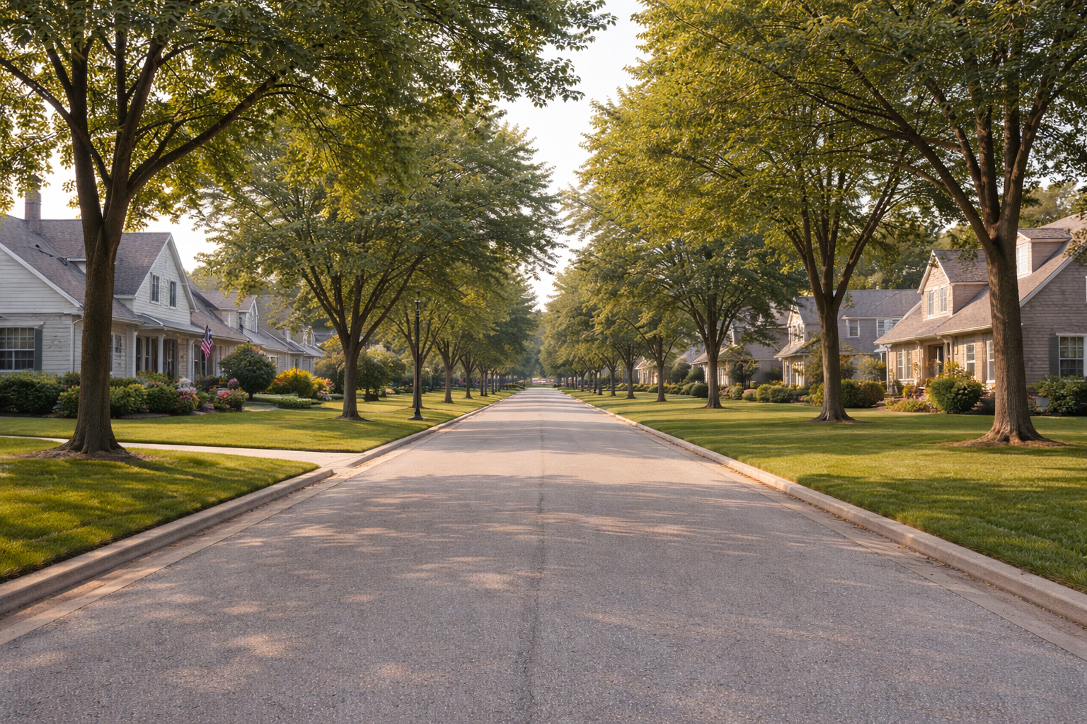 Tree-lined suburban street in Milwaukee with well-kept homes