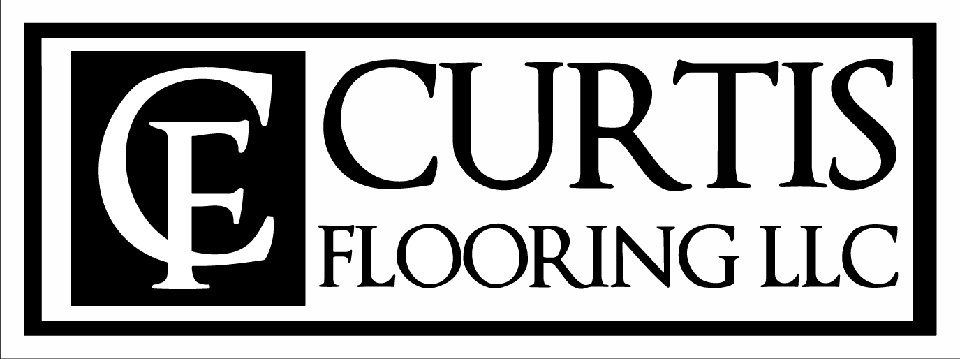 The logo for curtis flooring llc is black and white.