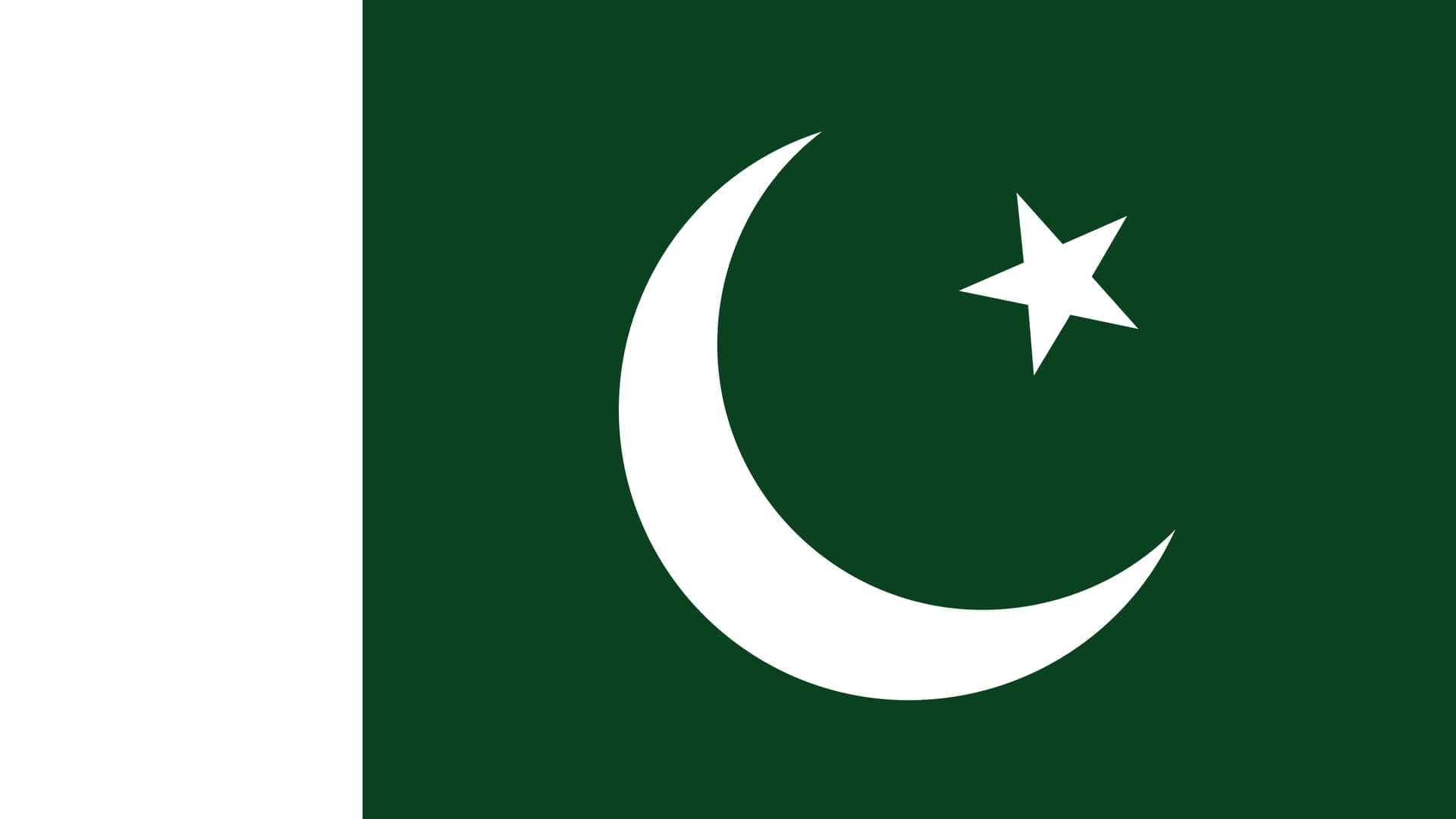 A green flag with a white crescent moon and star