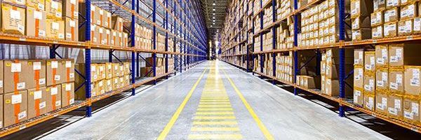 A warehouse filled with lots of shelves and boxes.