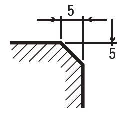 No more than a 5mm chamfer