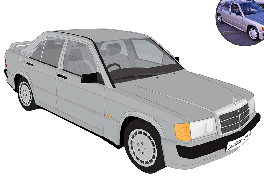 Mercedes  190E vector drawing