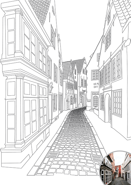 old fashion alley way vector