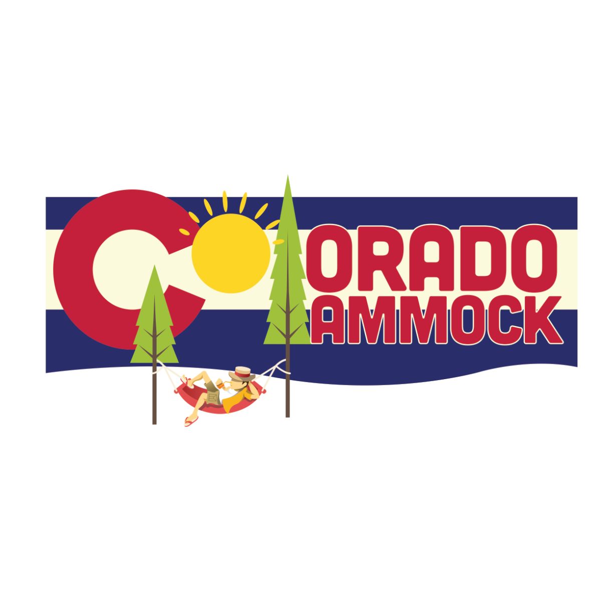 A logo for colorado hammock with a person in a hammock