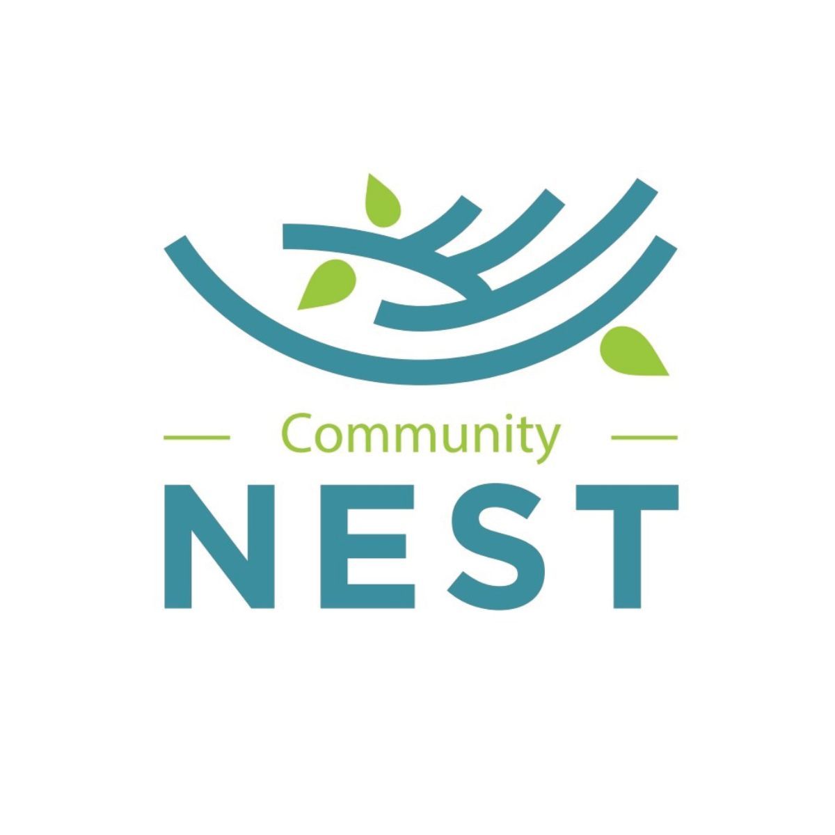 A blue and green logo for community nest