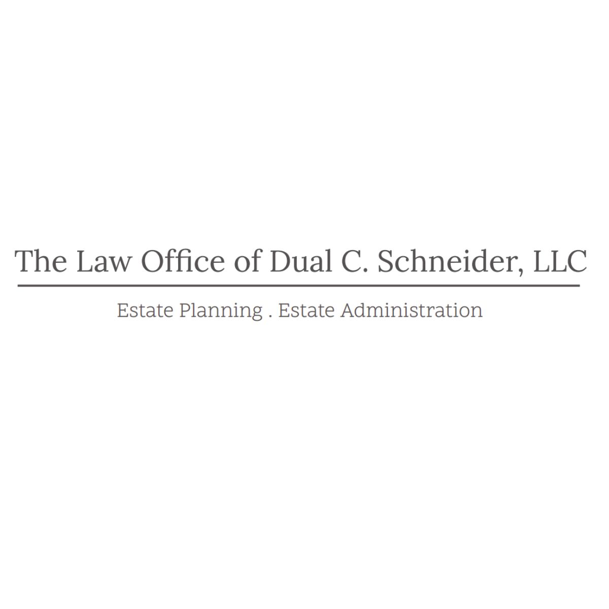 A logo for the law office of dual c. schneider , llc estate planning , estate administration.