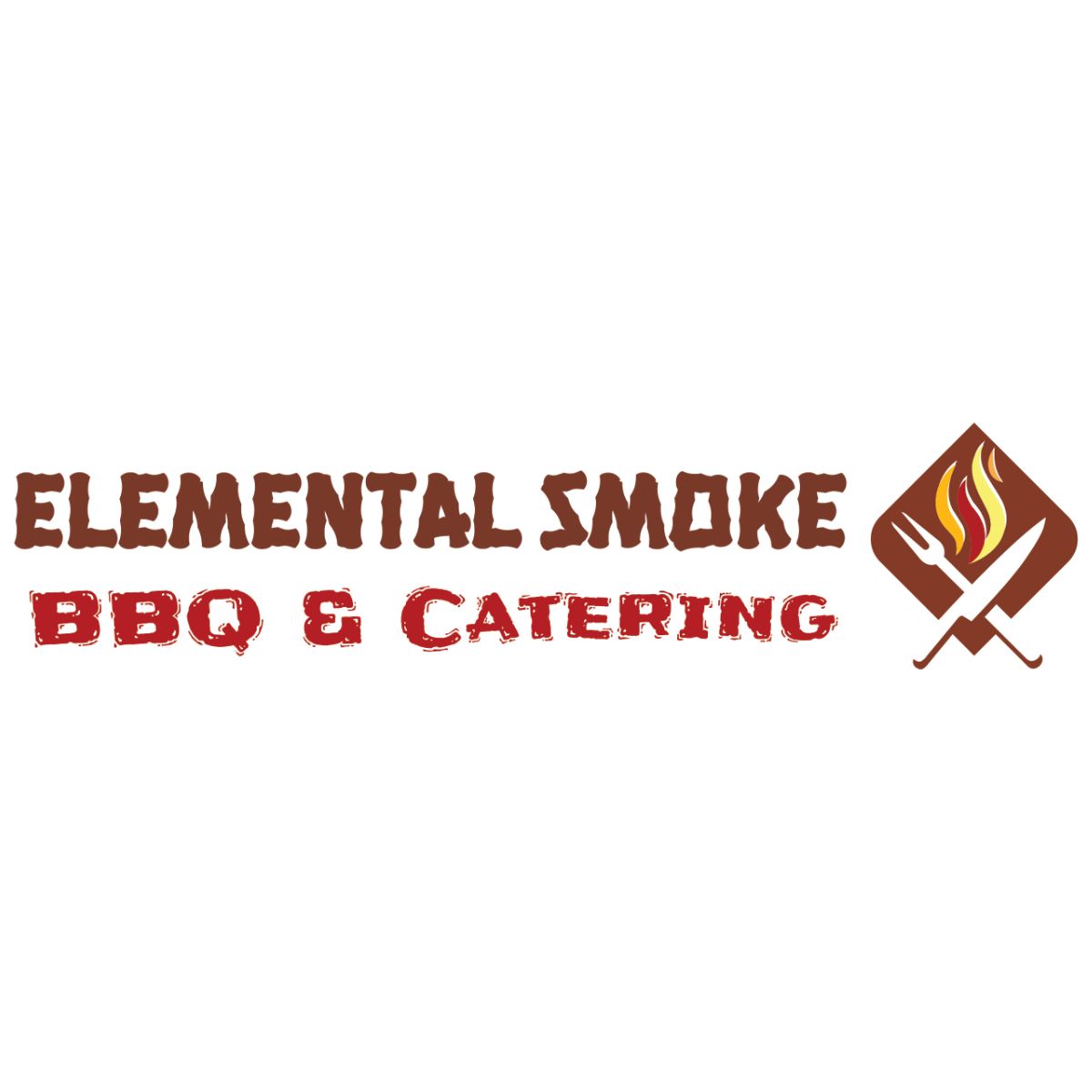 A logo for a restaurant called elemental smoke bbq & catering