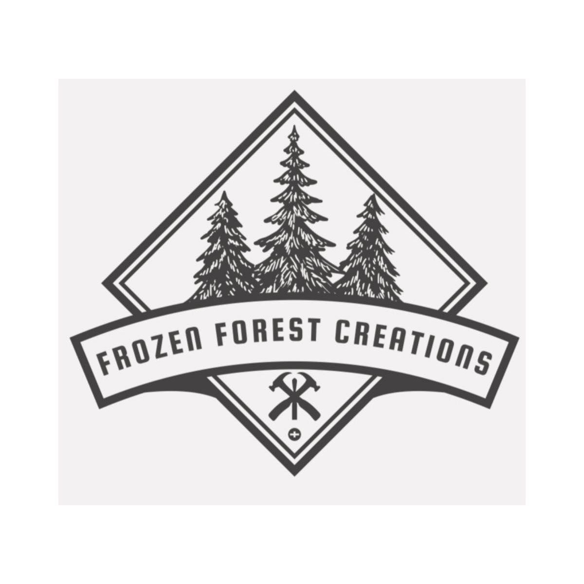 A black and white logo for frozen forest creations